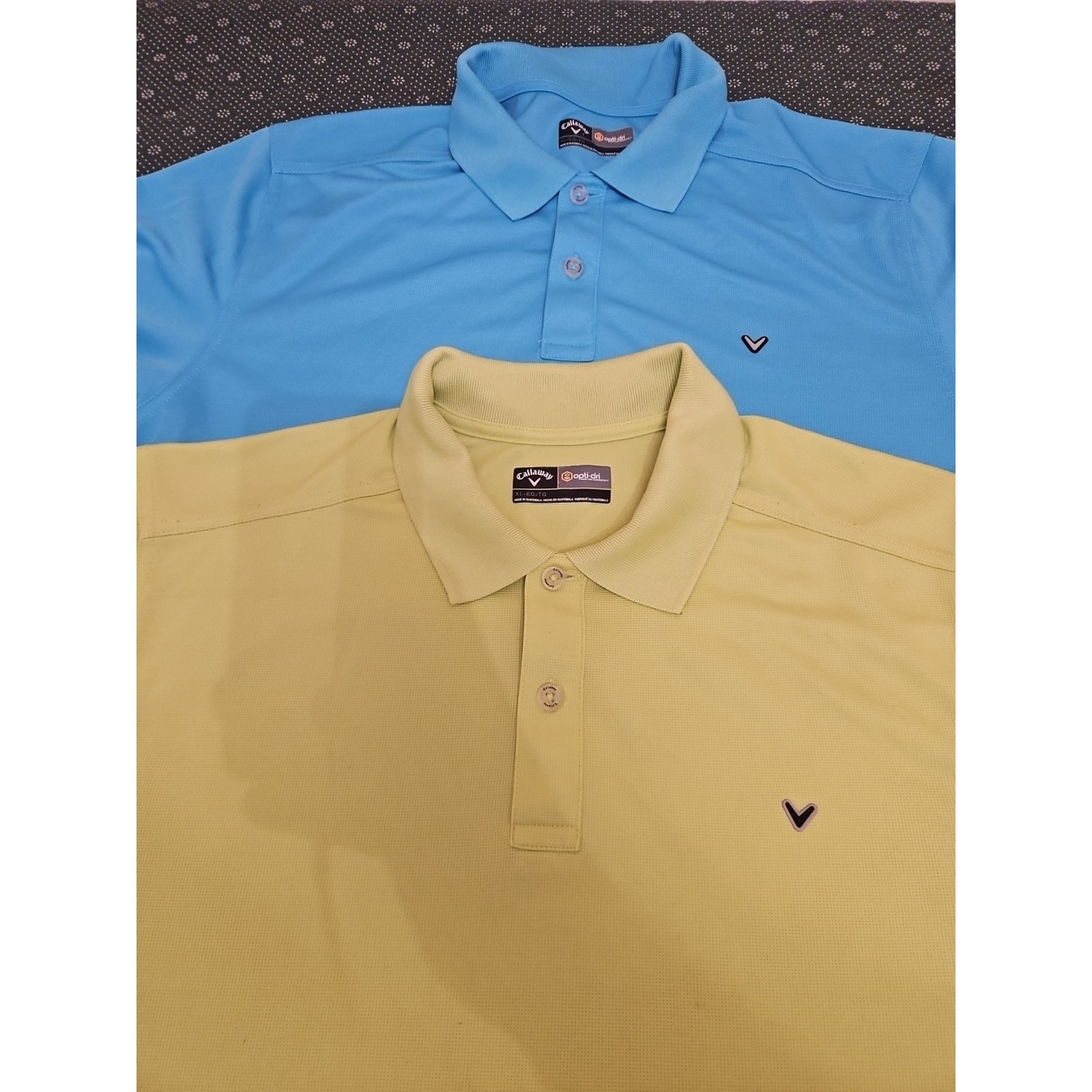 Callaway Golf Polo Shirt Mens Extra Large Blue Yellow Performance Lot Of 2